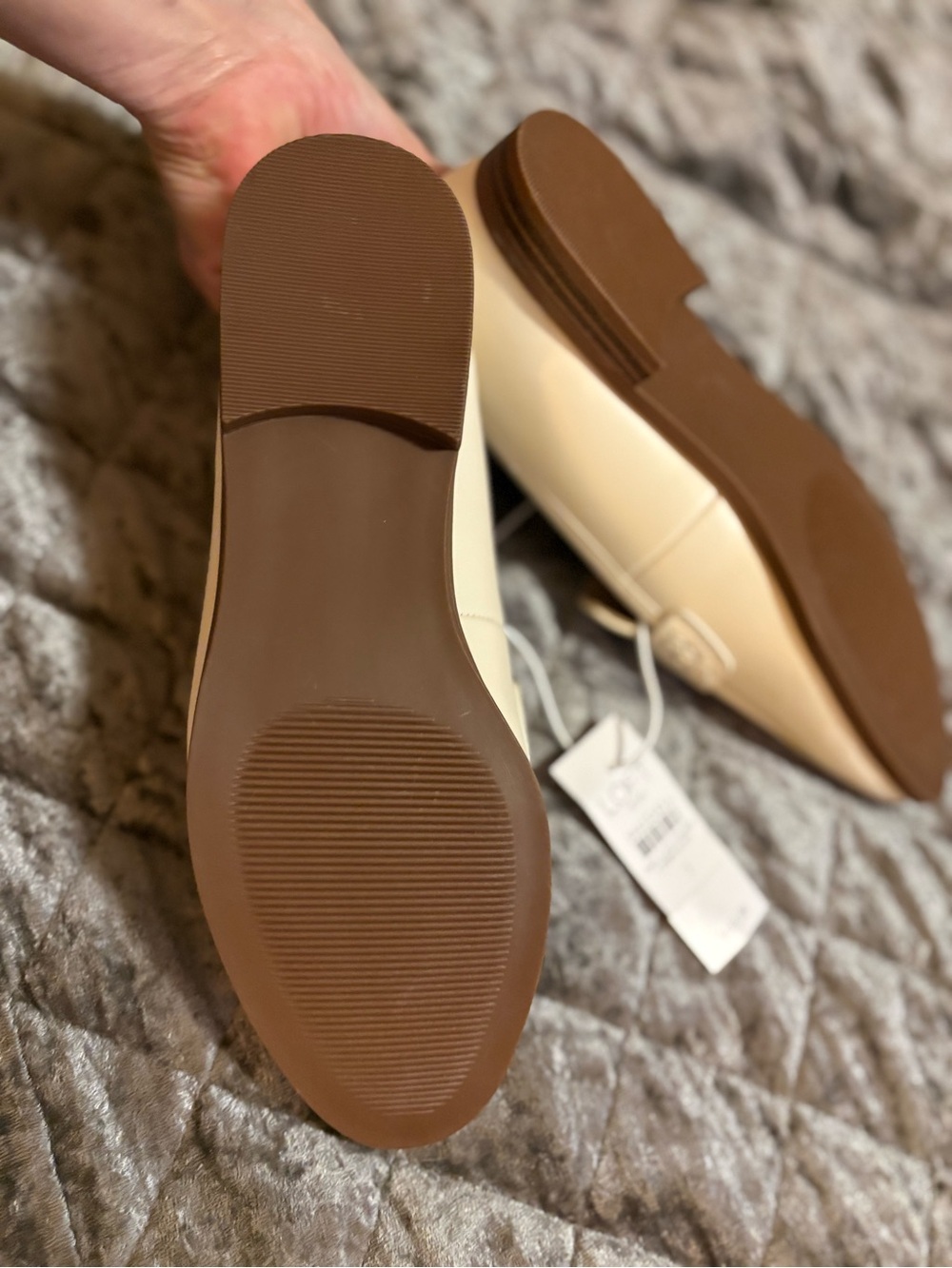 LOFT Cream Leather Penny Loafers — Women's Slip-On Flats LOOK @ PICTURES Scuff - Picture 4 of 5